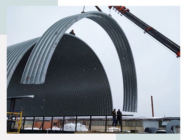 Полукруглые ангары в Малгобеке